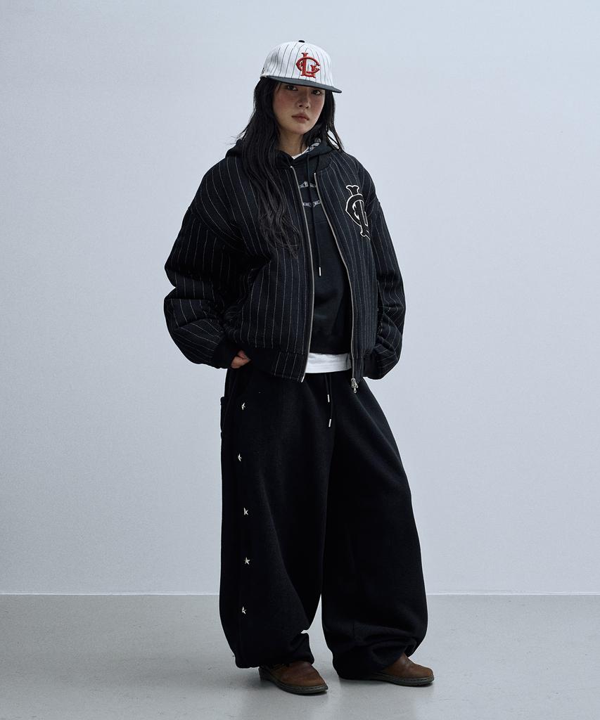 Losers Club Striped Wool Varsity Jacket Black
