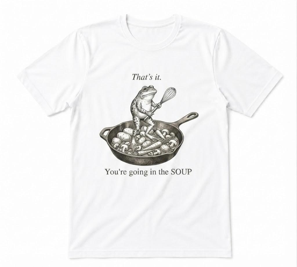 Funny Frog That's It You're Going In The Soup Unisex White T-shirt