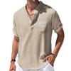 Summer Men's Cotton and Linen Shirts Short-Sleeved Shirt Henry Collar Casual Men's T-shirts Shirts Male Men Clothing