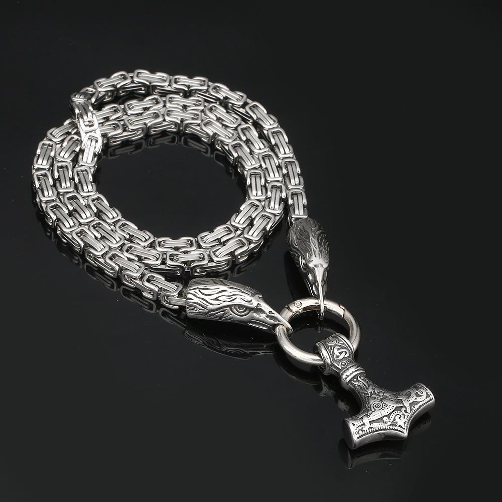 High quality new Viking Odin Crow Hammer Pendant Necklace Emperor Chain Necklace