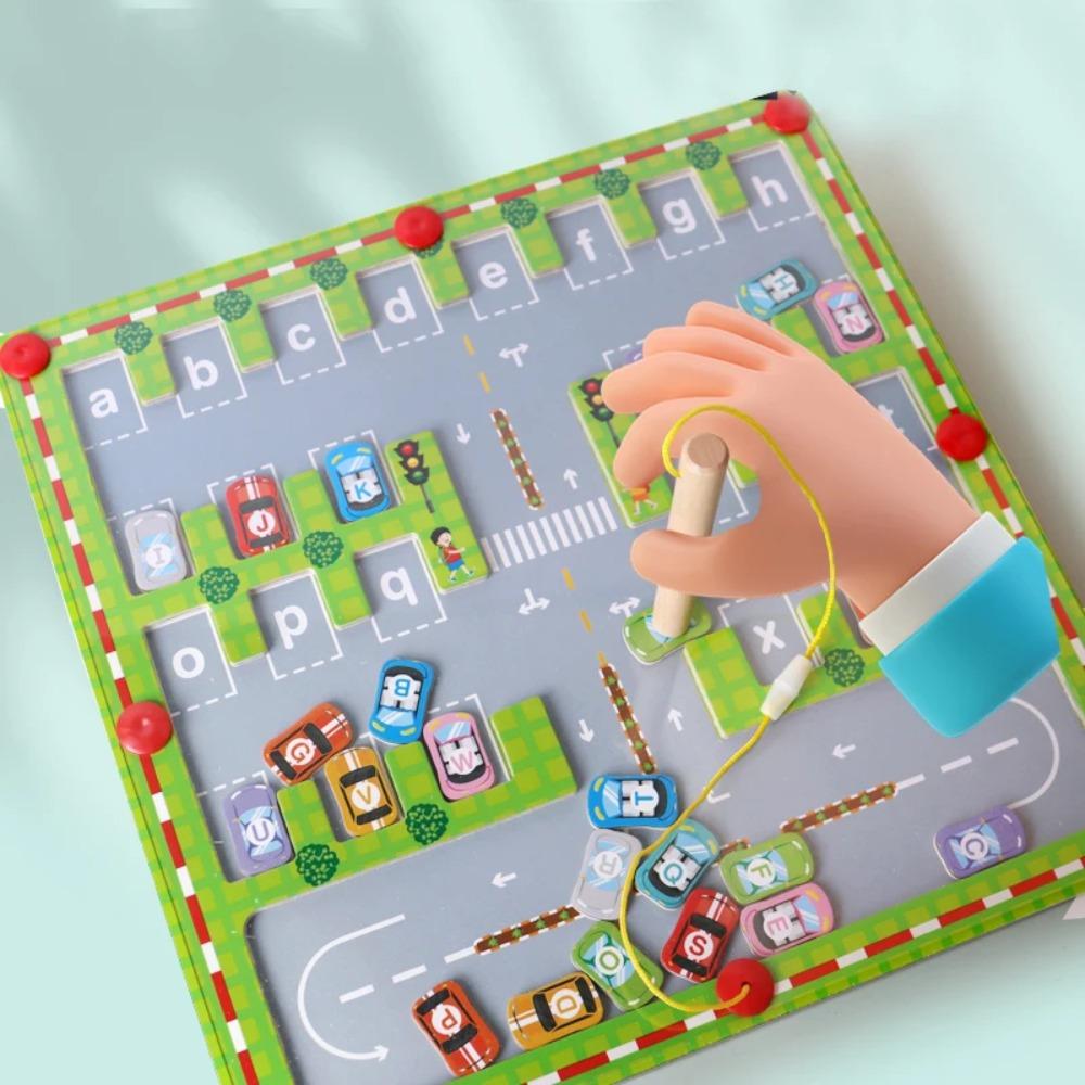 Монтессори Магнитный лабиринт с алфавитом Головоломка с буквами Подарки для детей Головоломки с парковкой для детей Дошкольницы Мальчики Дети