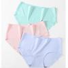 4Pcs Women Ice Silk Panties Elasticity Seamless Underwear Lingerie Solid Triangle Briefs Lingerie