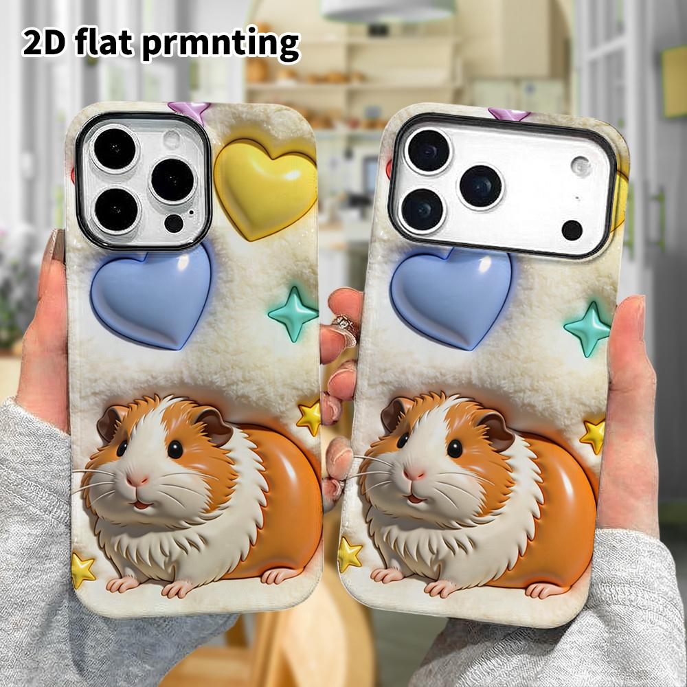 Phone Case: 2D flat design suitable for iPhone 18 17 16 15 14 13 Pro film protective case, couple style, guinea pig, Christmas and Halloween gift
