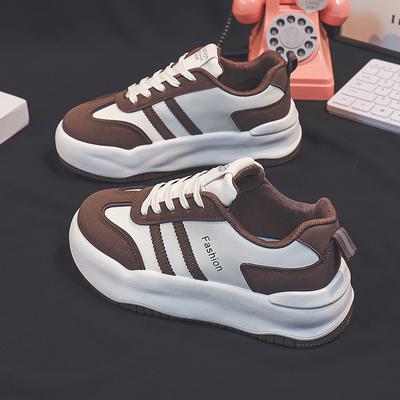 Женская обувь, новые универсальные белые туфли на осень и зиму, универсальные студенческие весенние повседневные кроссовки из кожи с толстой подошвой