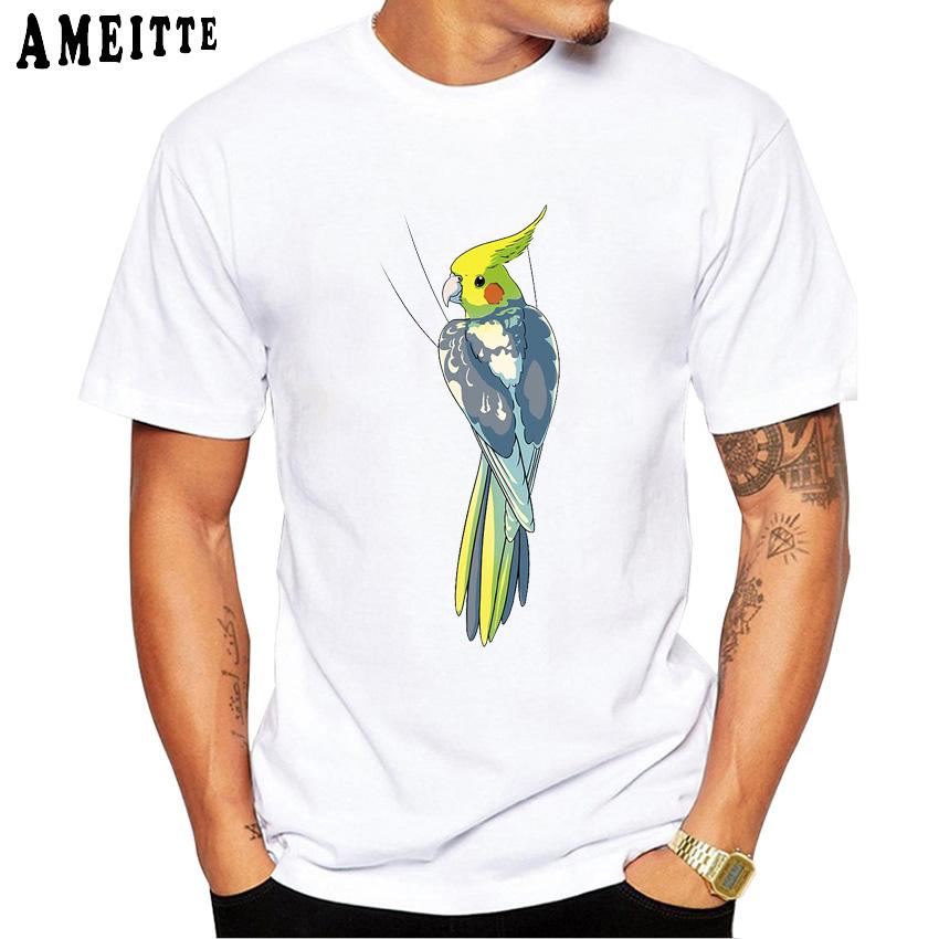 Pied Cockatiel Funny Art Print T Shirt Summer Fashion Men T Shirt Man White Tops