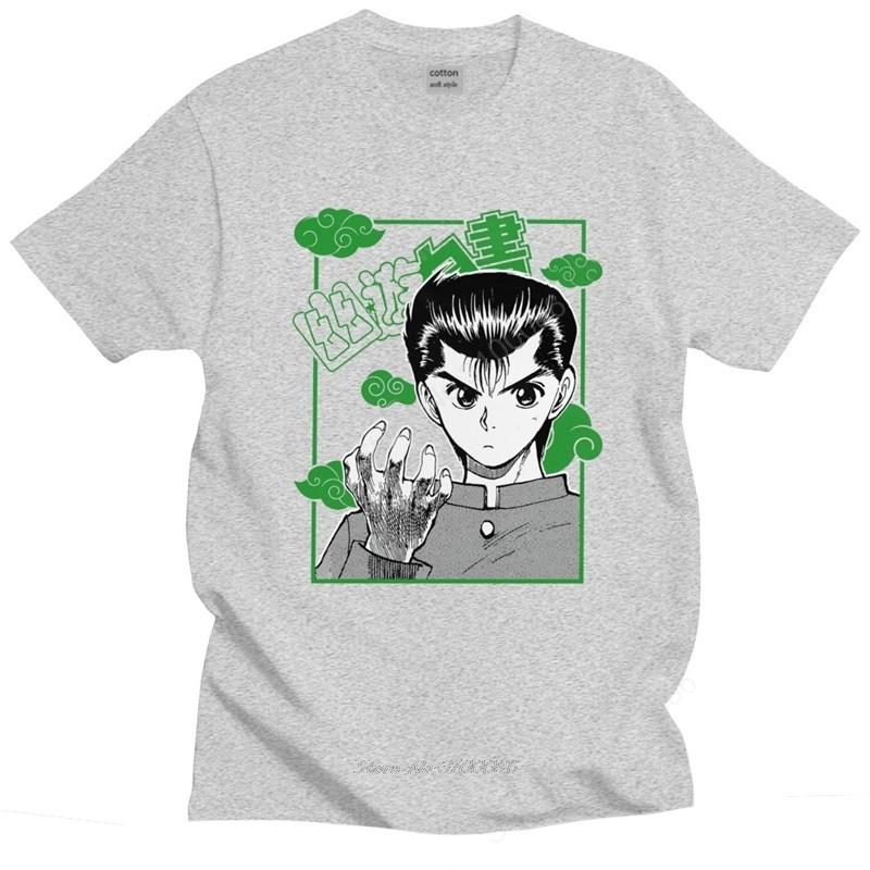 Fashion Unisex T Shirt Yu Yu Hakusho Short Sleeved Pure Cotton Tee Round Neck Print Yusuke Urameshi Tshirt