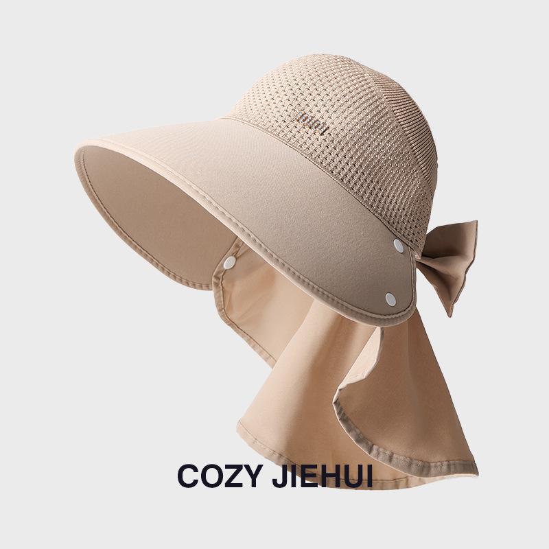 New Shawl Sunshade Sunscreen Hat Women's Empty Top Hat Big Brim Neck Sun Hat Fashionable Versatile Face Small Bucket Hat