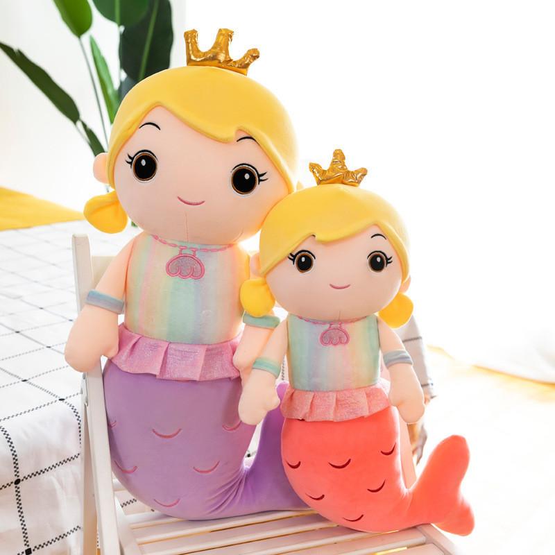 Lovely Mermaid Plush Cuddle Toy Cute Stuffed Doll For Girls Ideal Bedroom Decoration In Soft Colors