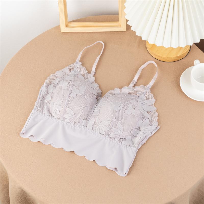 Кружевная майка с фиксированной чашкой для женской внутренней и верхней одежды, облегающий многоцветный сексуальный бюстгальтер с универсальными ремешками