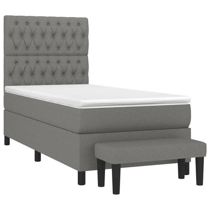Maison Exclusive - Sommier à lattes de lit avec matelas Gris foncé 90x200 cm Tissu