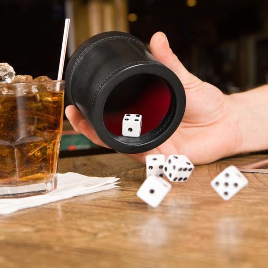 Faux Leather Dice Cup Red Flannel Interior Manual Shaker Cup Adults Family Night Bar Party Gambling Drinking Board Game Casino Equipment