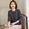 Jianhu Women's Elegant Crewneck Knit Cardigan for Mature Women