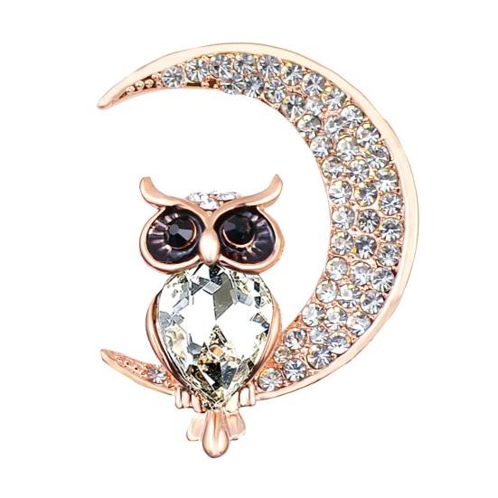 Owl Faux Crystal Brooch Cute Vintage Fashion Dress Coat Accessories Jewelry Sturdy Brooch Pin for Women