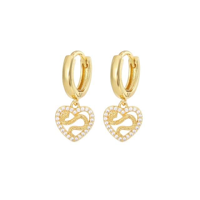 Европейские и американские винтажные серьги из стерлингового серебра 925 пробы с подвеской в виде змеиного сердца и цирконием для женщин и девочек