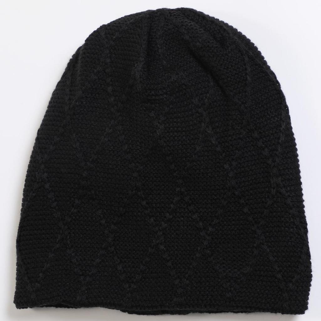 New Women's Knitted Pullover Hat Solid Color Mesh Diamond Plush Wool Cap Autumn Winter Ear Protection Pile Cap
