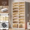 Transparent Plastic Foldable Shoe Storage Box - No-Installation Dustproof Shoe Cabinet & Movable Rack.