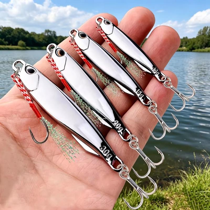 5PCS Lure Fishing Metal Jig Lures 7-40g Silvery Plated Saltwater Tackle for Sea Fishing Enthusiasts