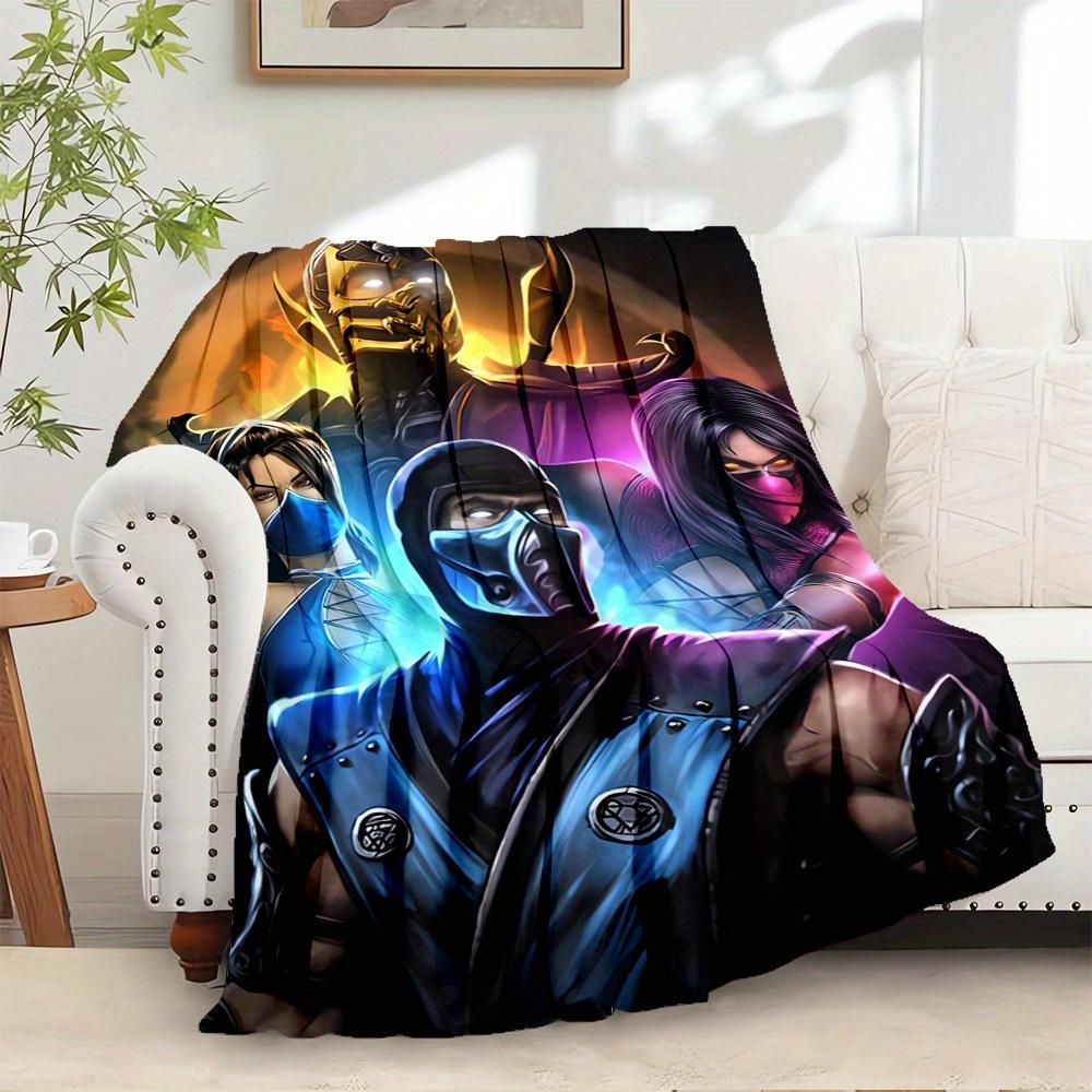 1pc Mortal Kombat,Sub-Zero,Mileena Digital Print Flannel Blanket - Contemporary Style, Suitable for All Seasons, Perfect for Home, Travel, o