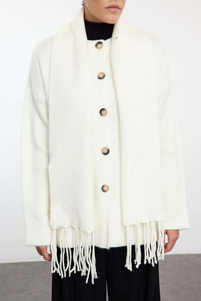 Women's Fashionable Stylish Cardigan Mink Wide Fit Soft Textured Scarf Wide Fit Coat Look Knitwear Cardigan