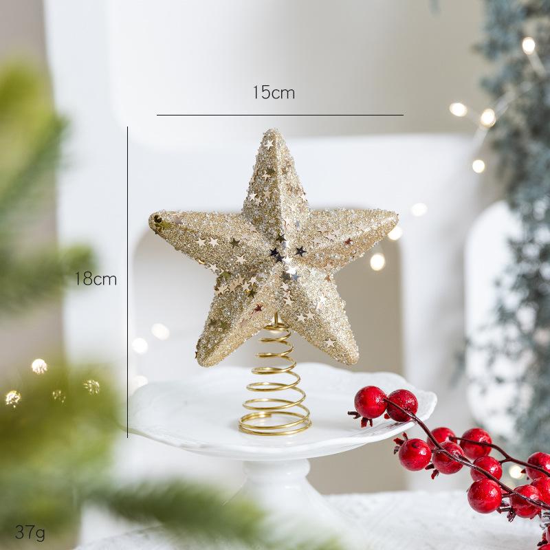 Christmas Glowing Tree Topper Five-Pointed Star Shining Lamp Xmas Colorful Topstar Ornaments Navidad Decora