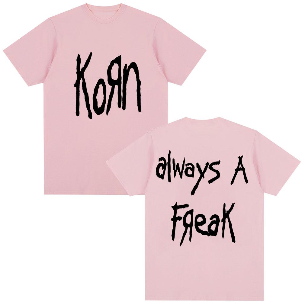 Korn Always A Freak Футболка с мерчем Металл Готика Рок-группа Топ Унисекс Женская Хлопок Оверсайз Y2K Короткий рукав Футболка Уличная одежда
