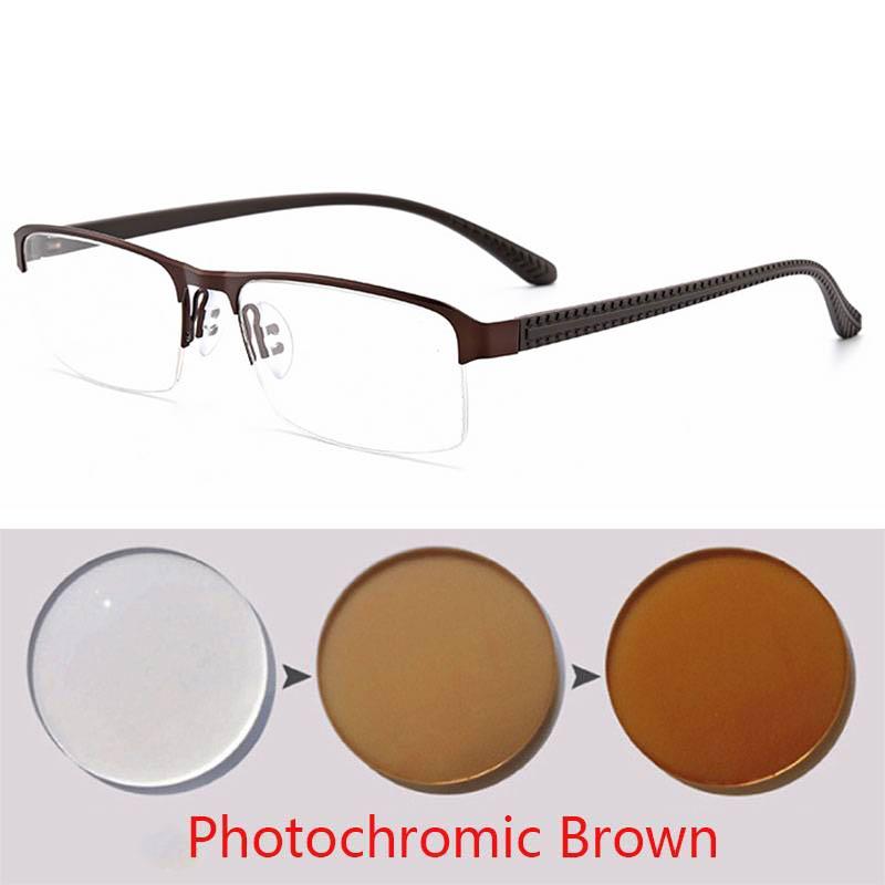 Фотохромные Очки для Чтения Мужские Асферические Жесткие Смоляные Линзы Читалки Очки Гибкие Дужки Ножки Полуободковые Мужские Пресбиопия