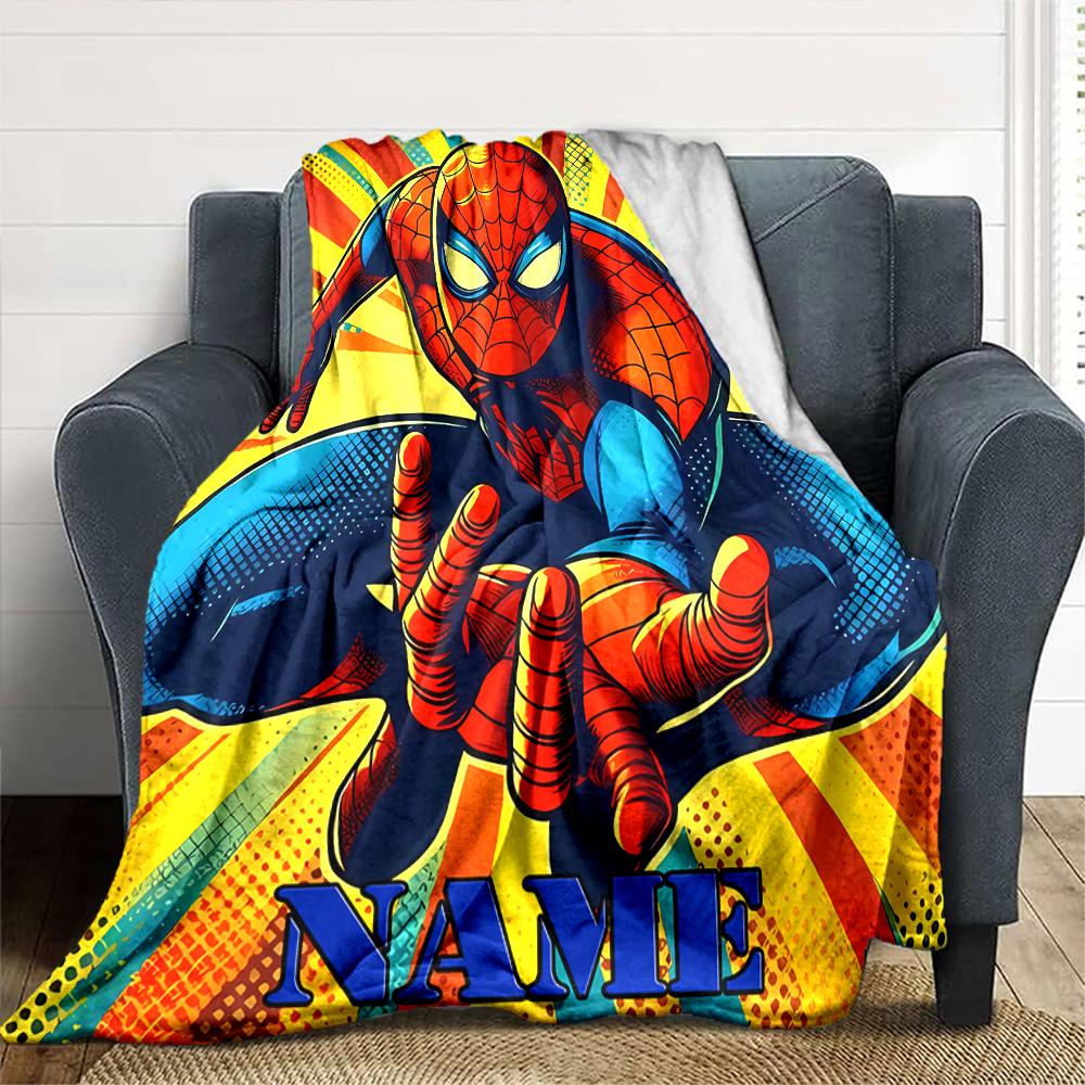 Customiz Name Personality Spider-Man Blanket Soft &Warm Sofa Office Bed Travel Lunch Break Blanket, Gift Suitable All Seasons