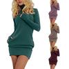Women's Pullover Dress Turtleneck Mini Dress Winter Dress Pullover Casual Hoodie Dress