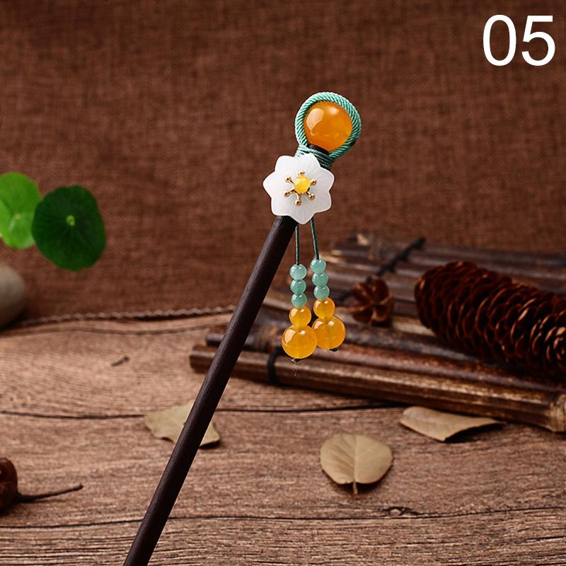 Новые Роскошные Заколки для Волос с Цветами Ручной Работы, Винтажные Деревянные Китайские Заколки-Шпильки для Волос для Женщин, Украшения для Волос, Головные Украшения