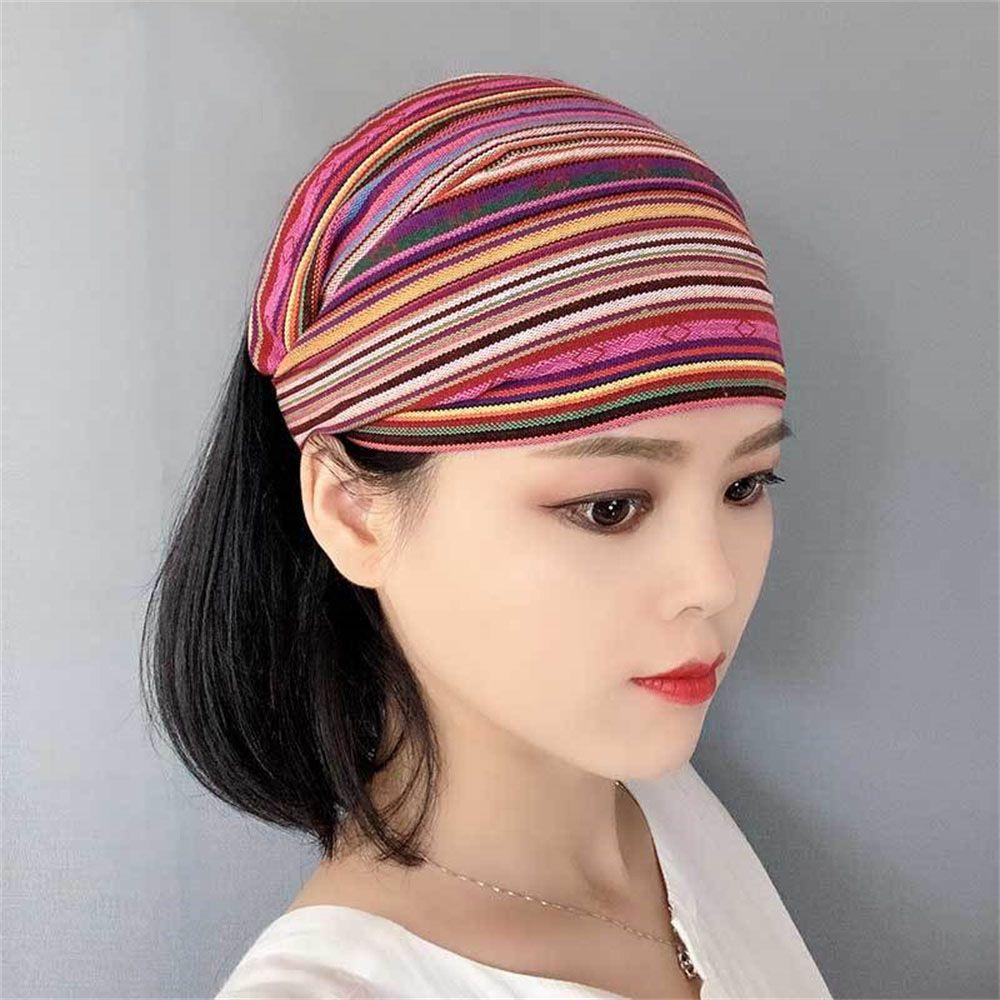 Fashion Striped Elastic Hair Bands Hair S carf Turban H eadband Wide Head Wrap