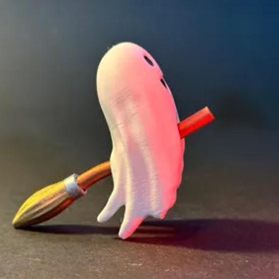 Хэллоуин Фигурка Привидения Милое Маленькое Привидение на Метле Статуэтка Мини Пластиковое Привидение Хэллоуин Настольный Декор для Многоярусного Подноса Книжной Полки Письменного Стола Декор