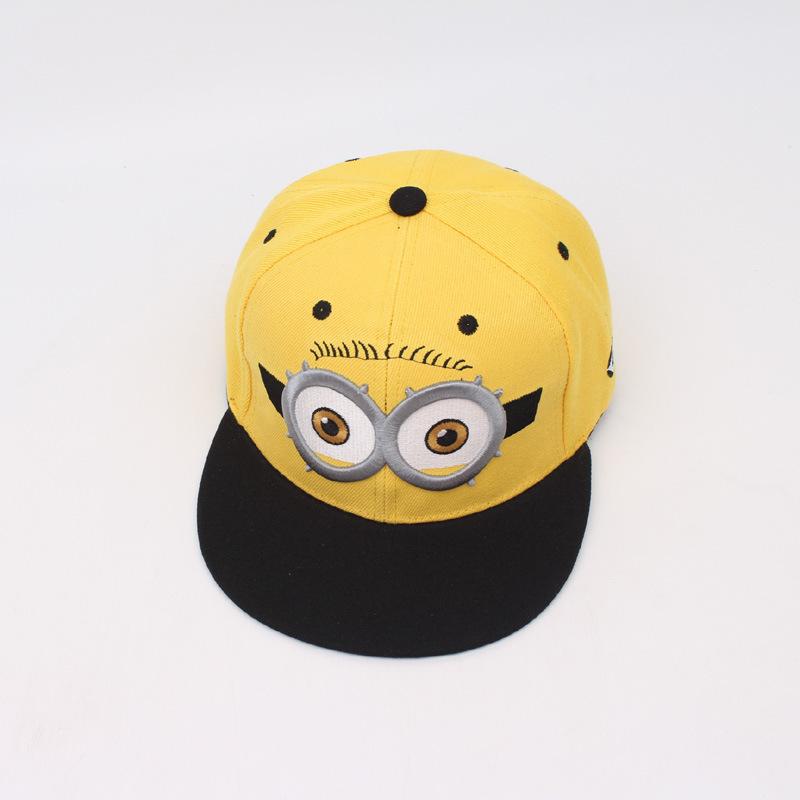 Милая кепка-snapback Миньоны для детей и взрослых, Желтая, с вышивкой мультяшных персонажей, с плоским козырьком, бейсболка
