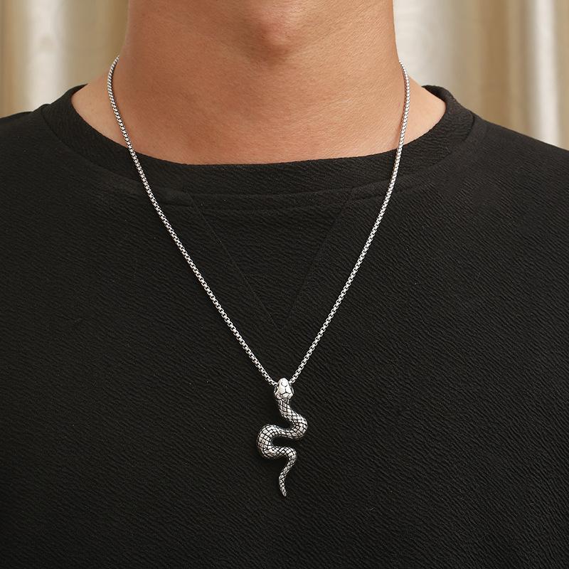 Мужской кулон из титановой стали с трехмерной змеей в стиле панк-ретро