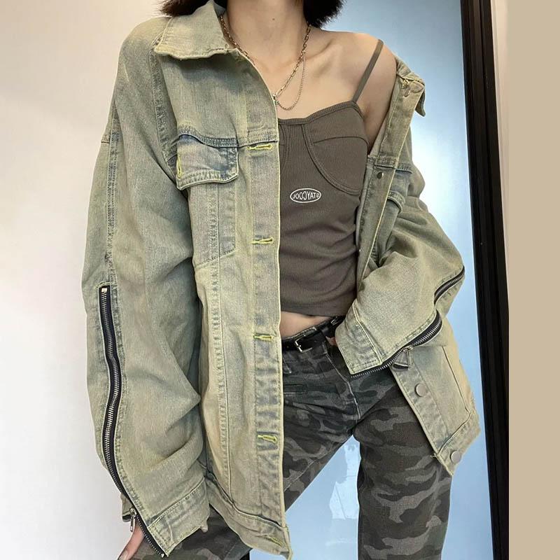 Джинсовая куртка женская плюс размер молния свободная куртка на пуговицах женское удобное спортивное повседневное пальто