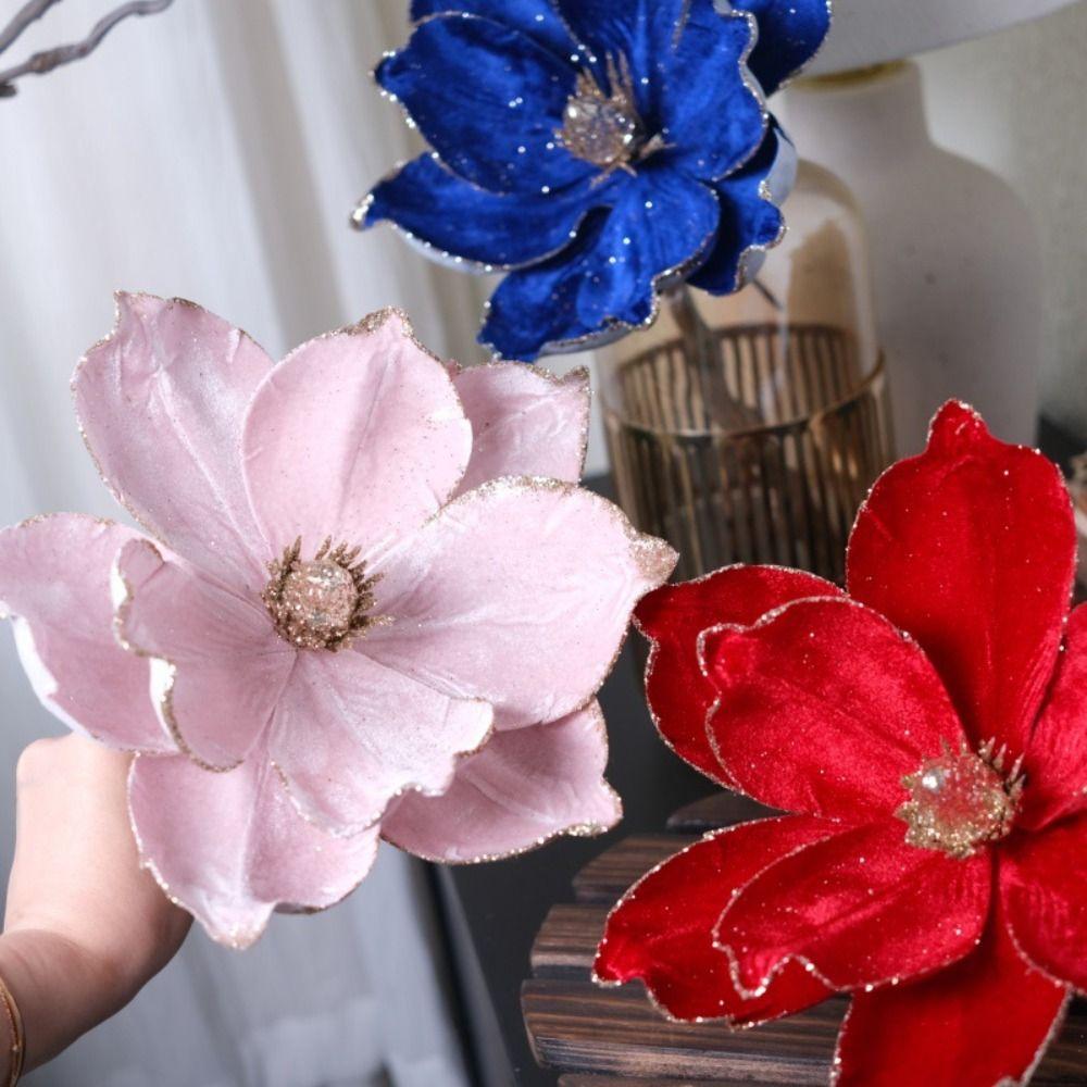 Xmas Tree Decoration 3D Simulation Magnolia 21cm Fake Flowers New Year