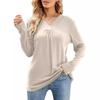 Autumn Women's Casual V-neck Pleated Long Sleeve Loose T-Shirt