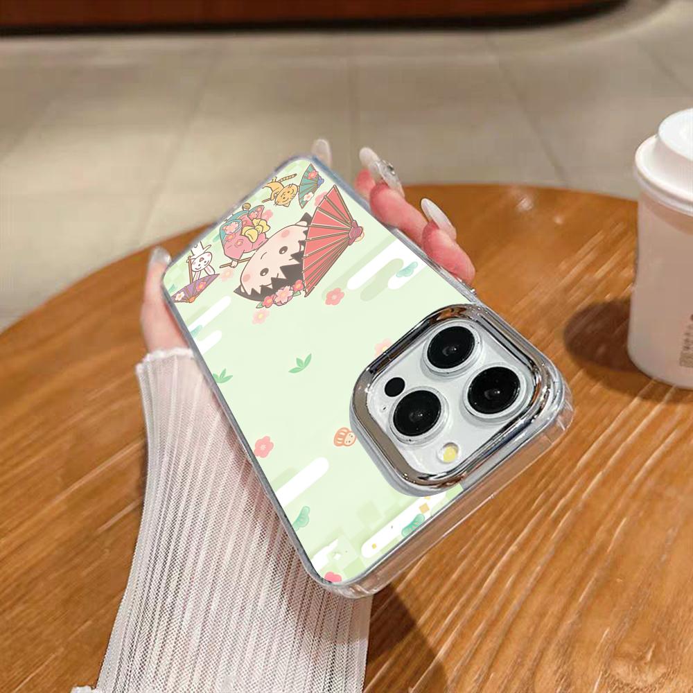 Cute Chibi M-Maruko C-Chan Phone Case For Iphone 17 16 15 14 13 12 11 Pro Max Xr Air Plus Silicone Cover Silver Hard Shell Cove