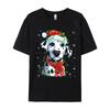 Christmas Lights Dalmatian Dog Santa Hat Scarf T-Shirts Dog Lovers T-Shirts Simple Style Top Quality Mens Tees