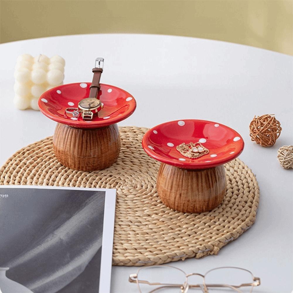 Mushroom Shape Ceramic Key Catchall Decorative Trinket Dish Entrance Ornaments  Interior Decor