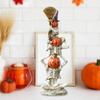 Halloween Stacked Skeleton Pumpkin Statue,Halloween Decoration Table Centerpiece Collectible Spooky