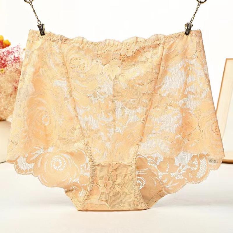 Sexy Lace Panties Women's Underpants Solid Color Large Size High Waist Briefs Breathable Lift Buttocks Female Underwear