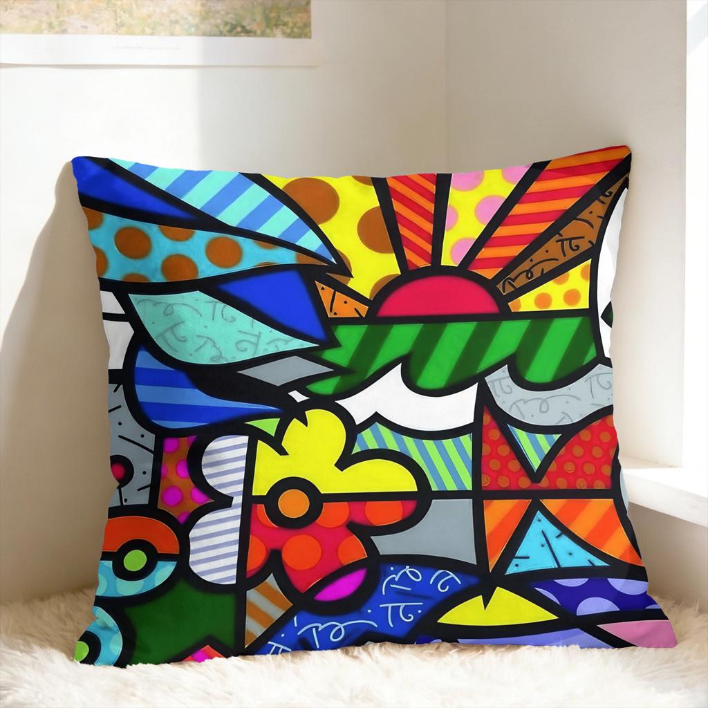 BBrittoES Happy Art Pillow Case Soft Pillow Cover Funny Cushion Cover For Office Car Home Decor