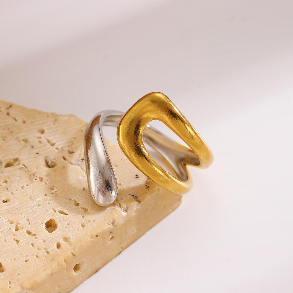 U-образные кольца из нержавеющей стали для женщин и мужчин, винтажные, водонепроницаемые, кольца с открытым дизайном в виде капли воды, минималистичные, statement, кольца-шармы