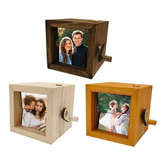 Персонализированная коробка-анимация Flipbook со встроенной подсветкой, ручной альбом для 8/16 фотографий, деревянная рамка, уникальный подарок для воспоминаний и дома