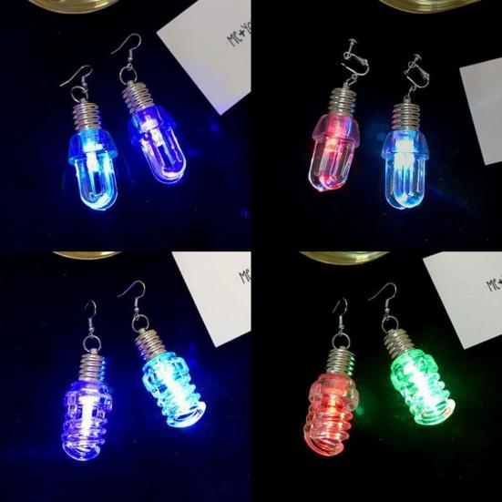 1 Pair Hook Earrings Novelty Colorful Lamp Bulb Shape Anti-allergy Lightweight Stainless Ear Decoration Jewelry Hanging Earrings Club Party