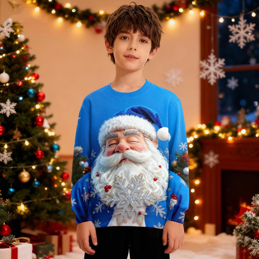 Рождественский свитшот для мальчиков и девочек, уродливая рождественская футболка, свитшот с круглым вырезом, для малышей, с длинным рукавом, пуловер, наряд, топы