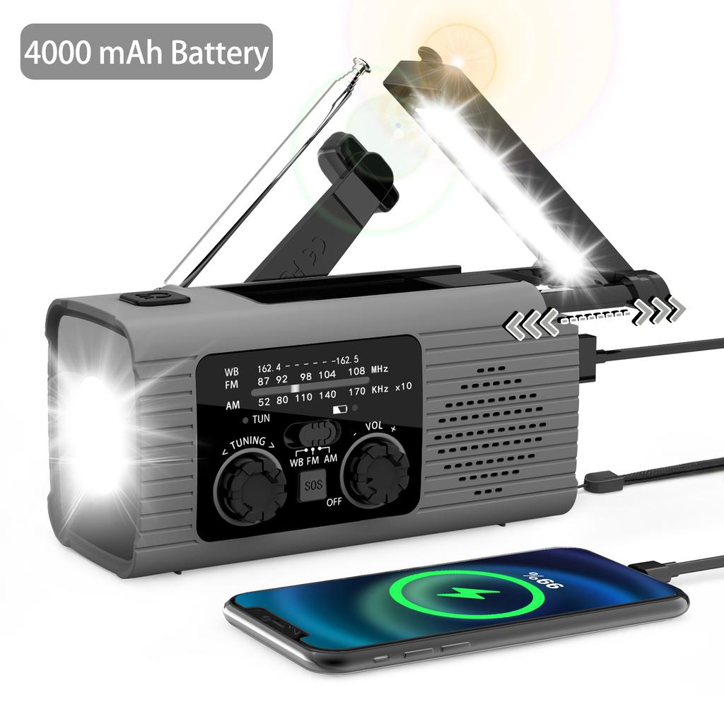 4000 mAh new with light radio LED emergency light outdoor camping radio solar charging radio portable USB emergency light