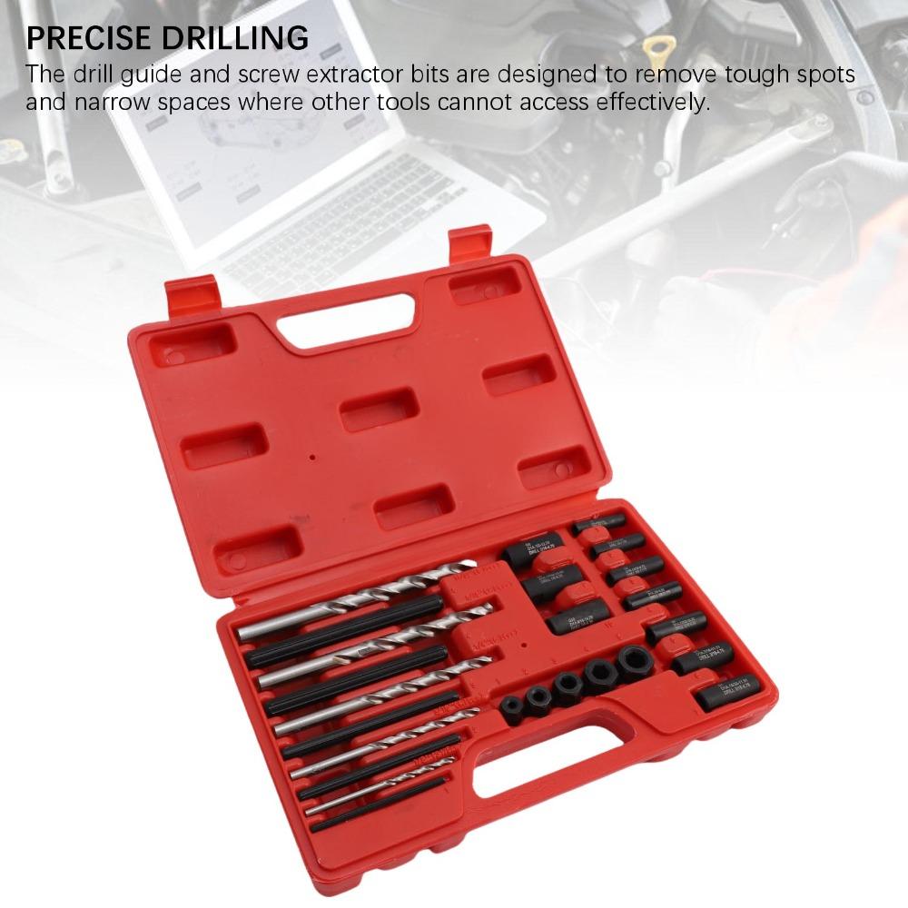 25PCS Universal Screw Extractor Set Red Plastic Storage Case Bolt Extractor Broken Screw Extraction