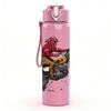 1PC Biker Rider Motorbike Pattern 750ml Color Plastic Sports Water Bottle Leakproof Flip Straw Lid Suitable for Sports Office Home Use