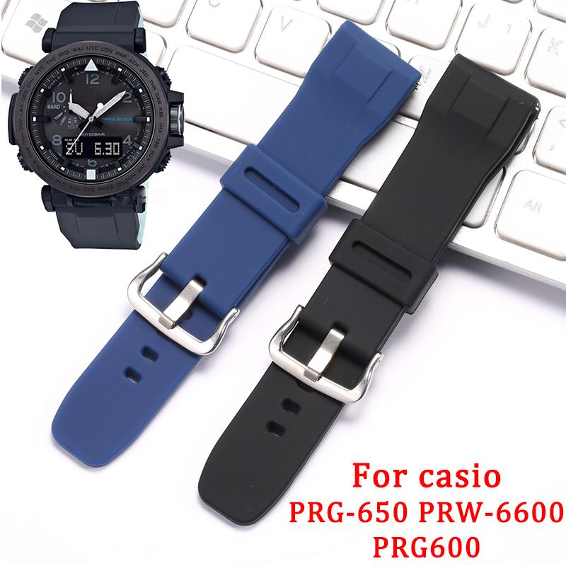 Силиконовый ремешок для часов Casio PROTREK Серии PRG-650Y Prg600 PRW-6600 Ремешок для часов 24 мм Браслет